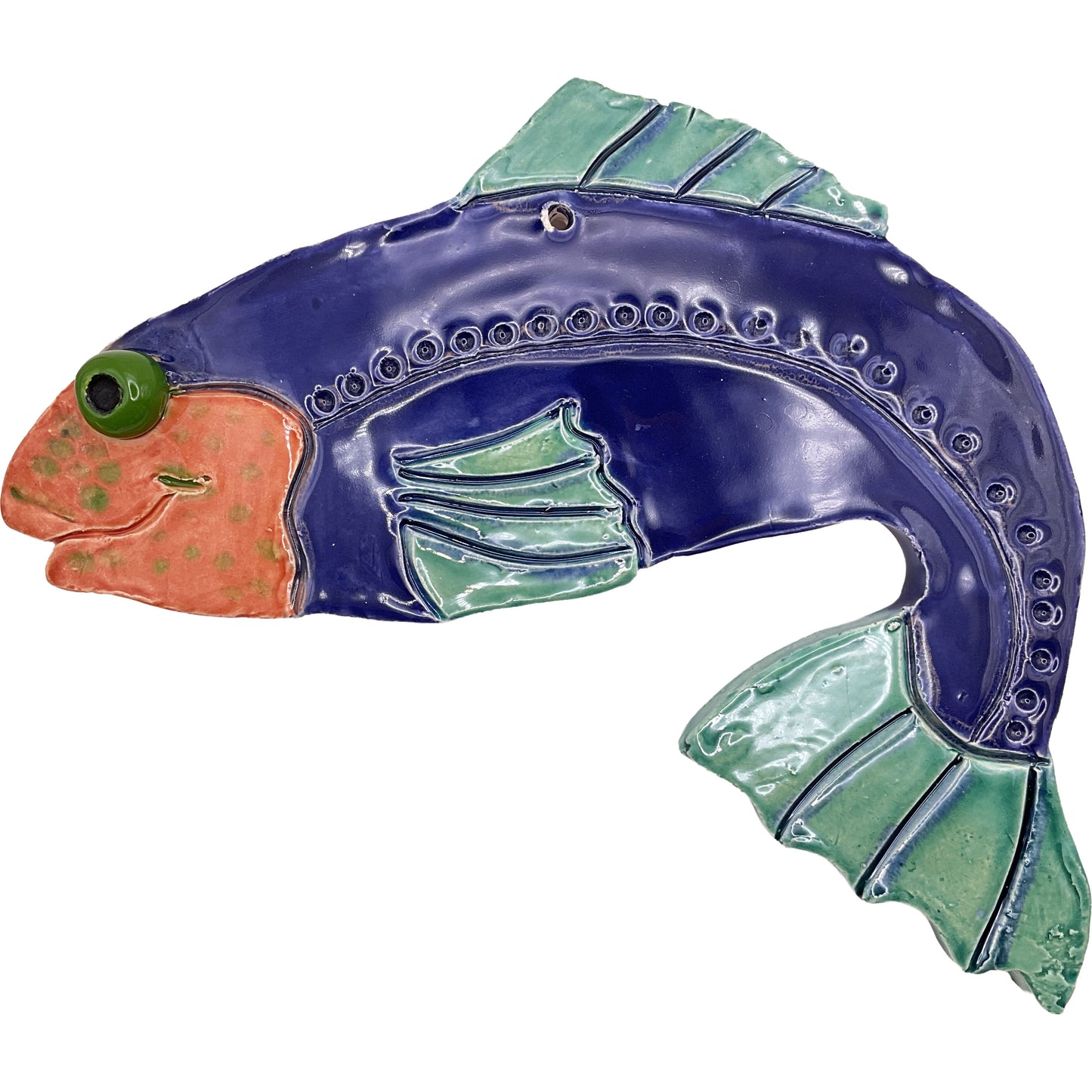 Ceramic Arts Handmade Clay Crafts Glazed Fish made by Eric Stacy 4242