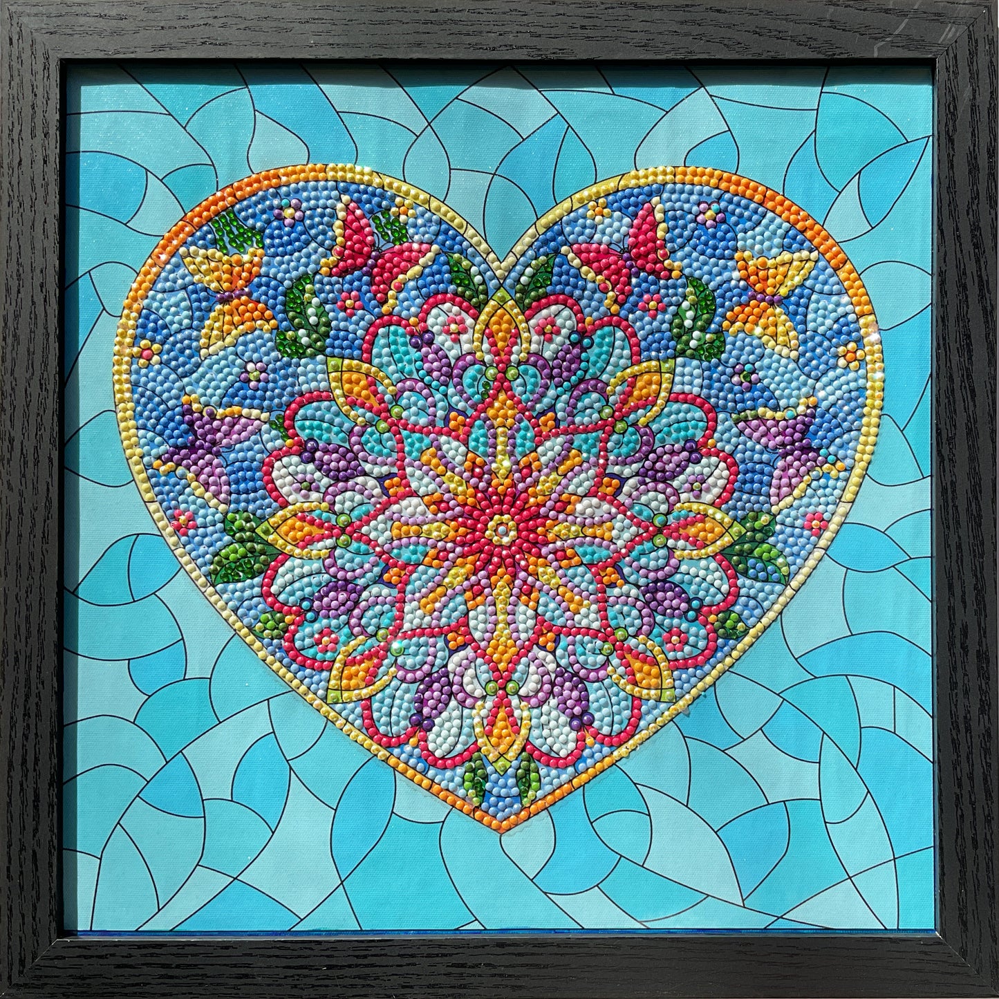Diamond Dot Art - Framed Canvas - Handmade Crafts - 13 x 13-inch Heart by Sandy Morris 4272