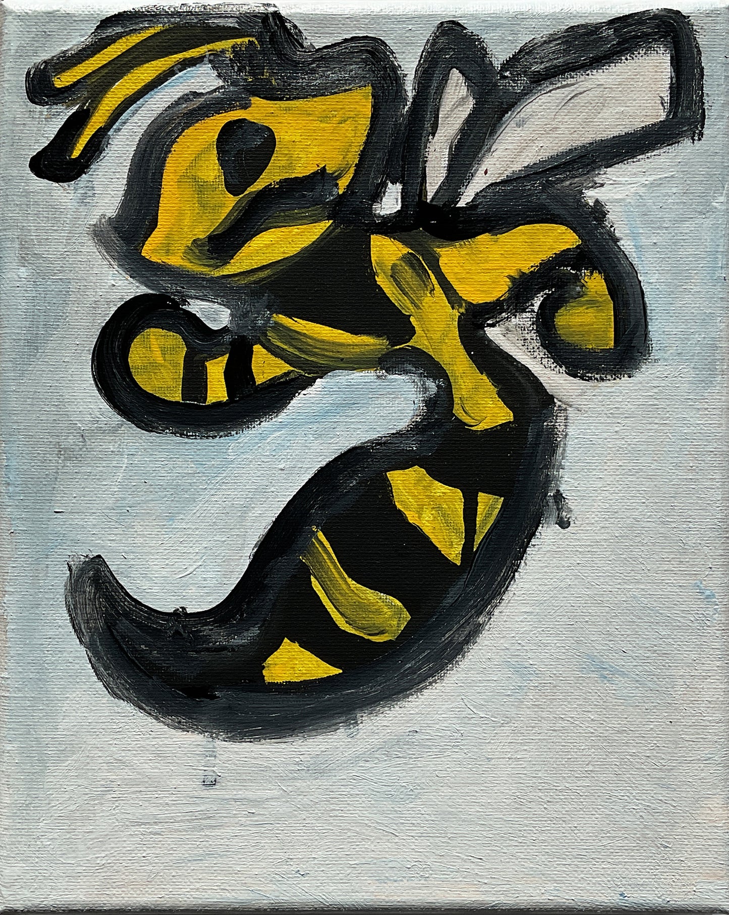 Acrylic Painting on Stretched Canvas Original Fine Art 10-inch x 8-inch Wasp by Emily Knoles 4275