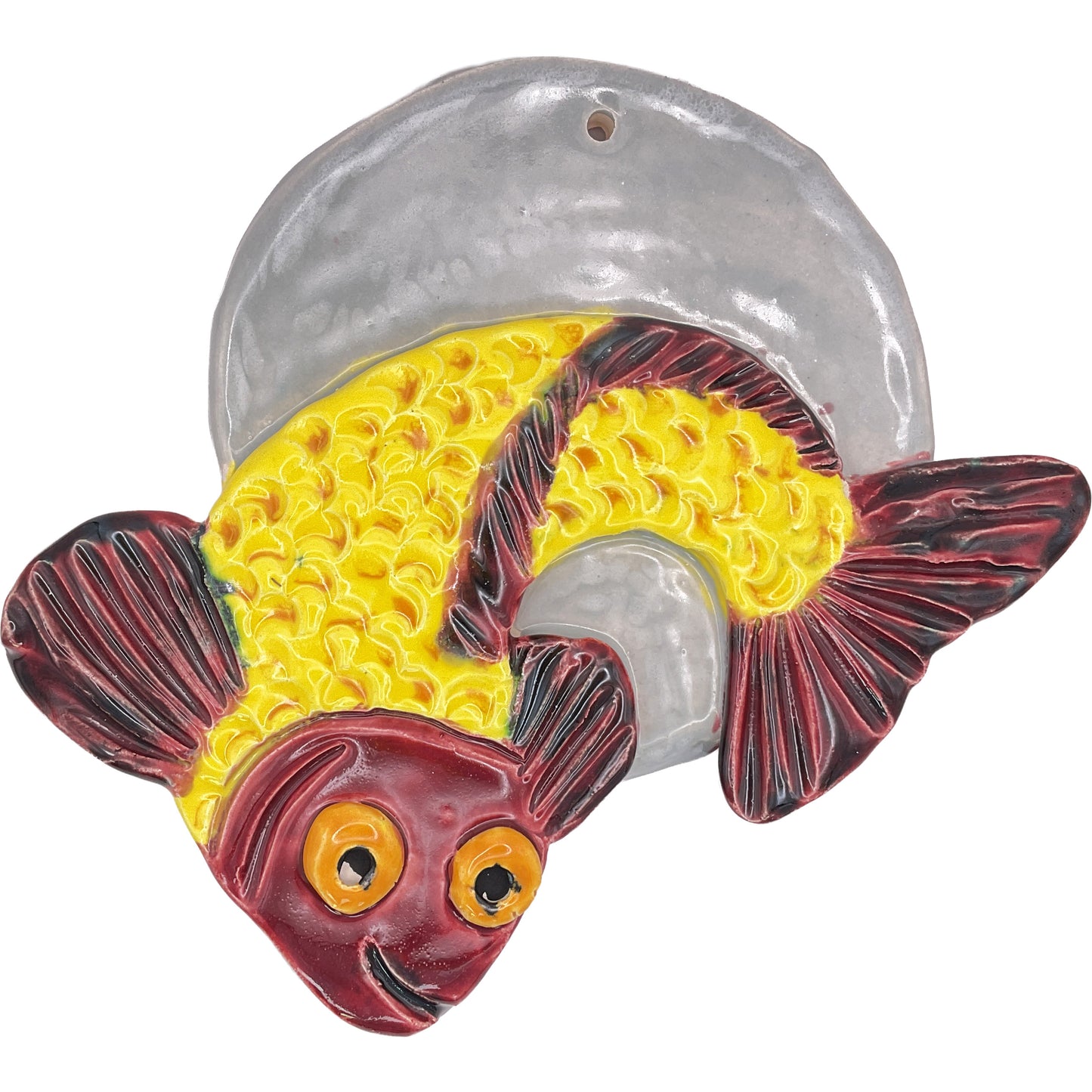 WATCH Resources Art Guild - Ceramic Arts Handmade Clay Crafts 7"x6.5" Glazed Fish made by Lisa Uptain 4311