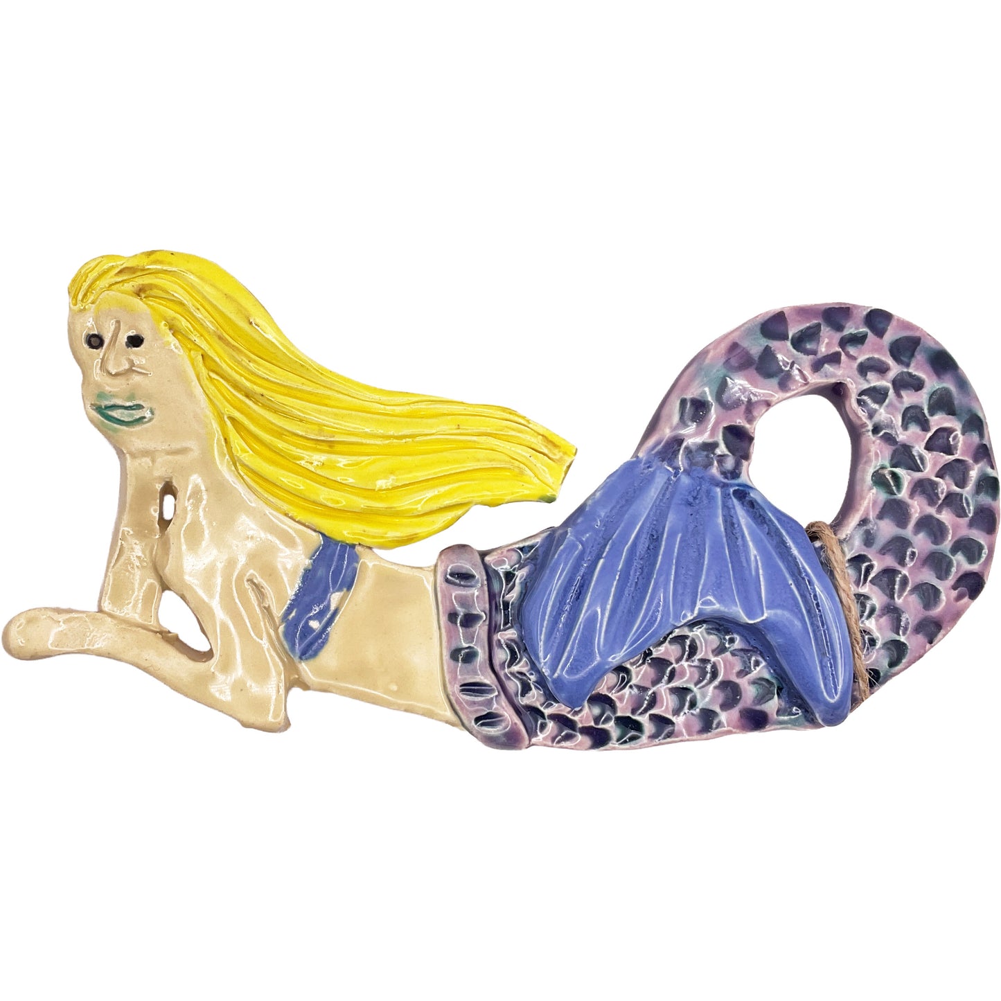 Ceramic Arts Handmade Clay Crafts 4-inch x 6-inch Glazed Mermaid by Lisa Uptain 4341