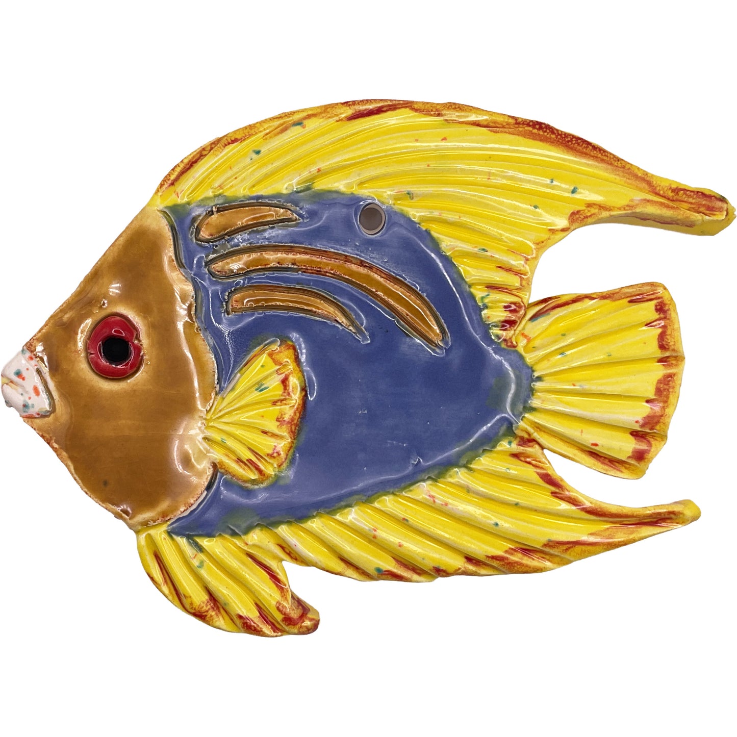 WATCH Resources Art Guild - Ceramic Arts Handmade Clay Crafts 6.5-inch x 5-inch Fish by Lisa Uptain 4363