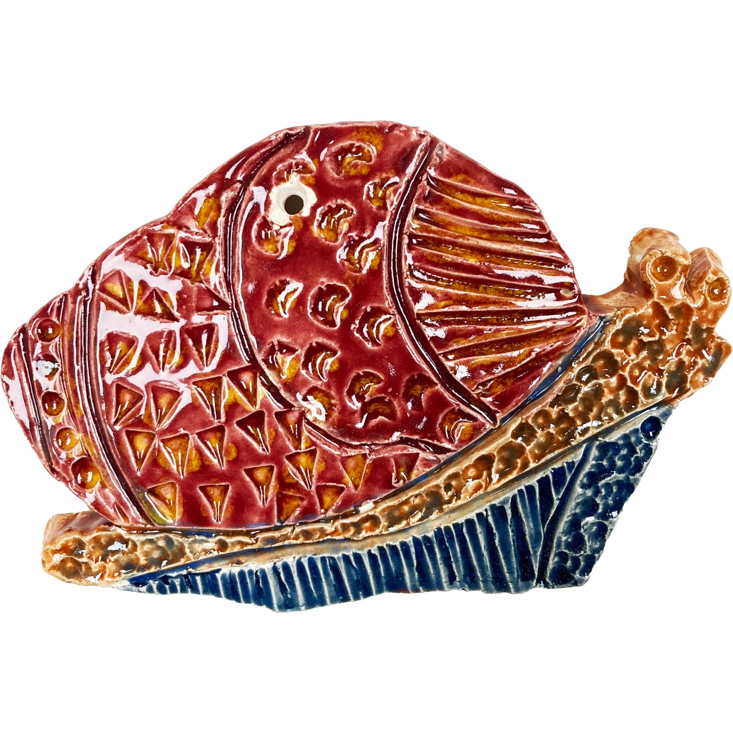 Ceramic Arts Handmade Clay Crafts Fresh Fish 5-inch x 3-inch Glazed Crab by Loreen Bartschi