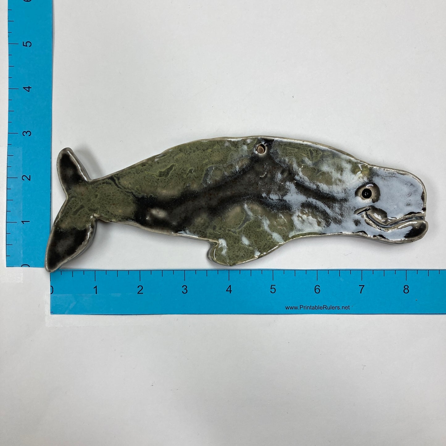 WATCH Resources Art Guild - Handmade Clay Crafts Fresh Fish 8.5-inch x 3-inch Glazed Whale made by Emily Knoles