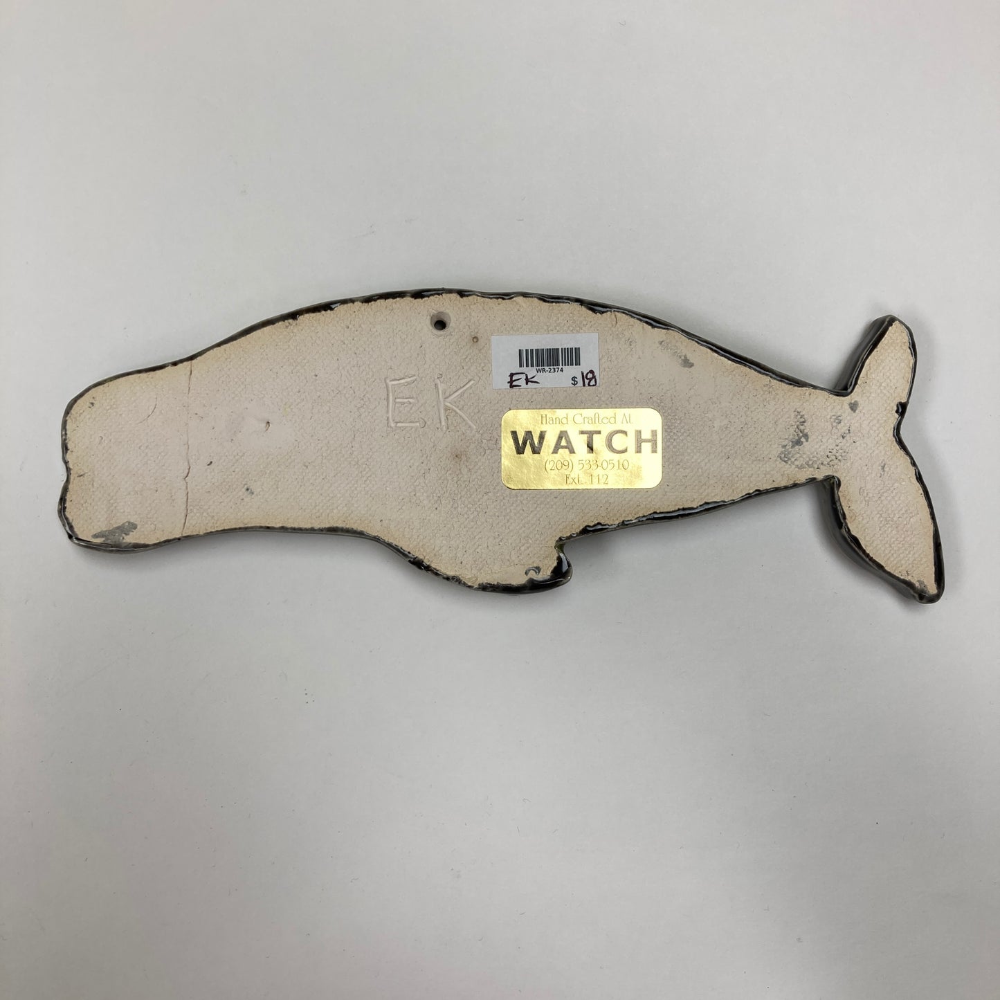 WATCH Resources Art Guild - Handmade Clay Crafts Fresh Fish 8.5-inch x 3-inch Glazed Whale made by Emily Knoles
