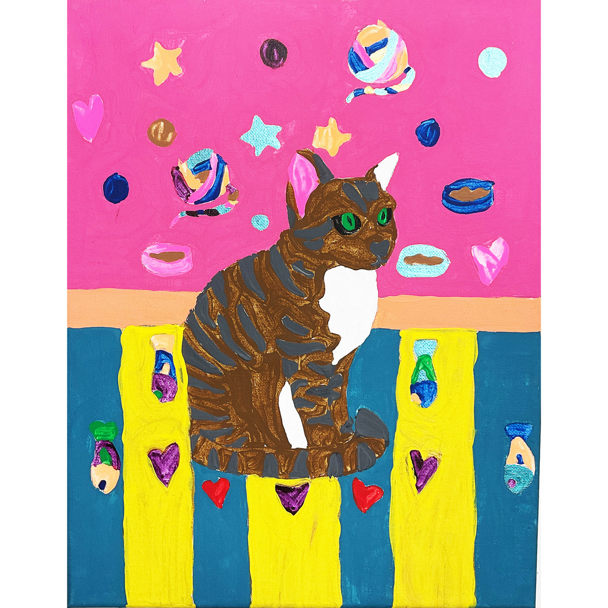 11x14 Acrylic Cat Painting on Stretched Canvas by Lisa Uptain 4801