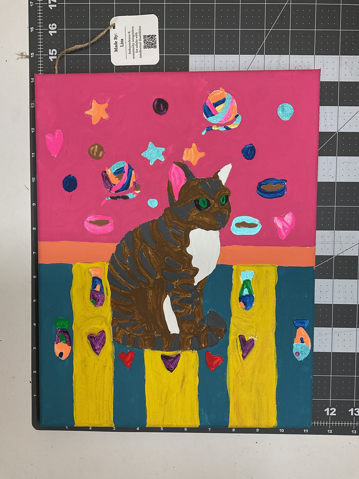 11x14 Acrylic Cat Painting on Stretched Canvas by Lisa Uptain 4801