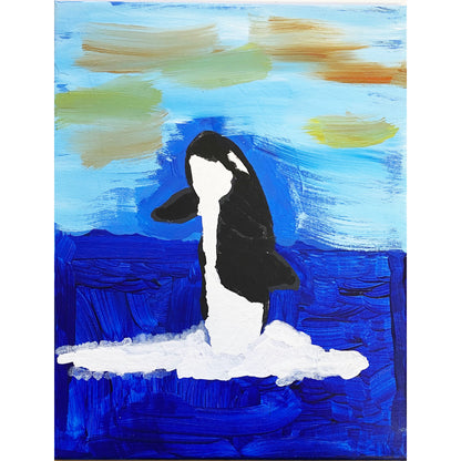 11x14 Acrylic Whale Painting on Stretched Canvas by Breanne Wright – Original Fine Art