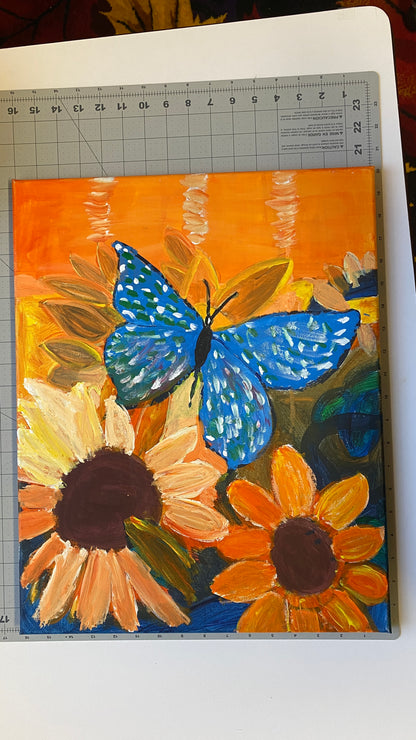 16x20 Acrylic Butterfly Painting on Stretched Canvas by Jennifer Evje – Original Fine Art