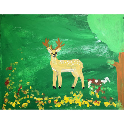 16x20 Acrylic Deer Painting on Stretched Canvas by Jeffrey Kohler-Crowe 4707