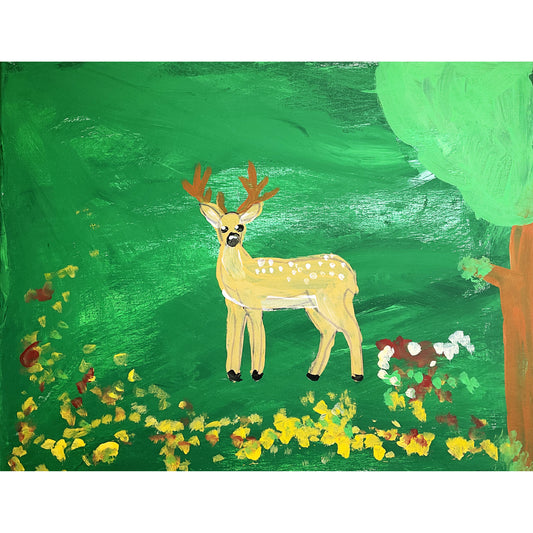 16x20 Acrylic Deer Painting on Stretched Canvas by Jeffrey Kohler-Crowe 4707