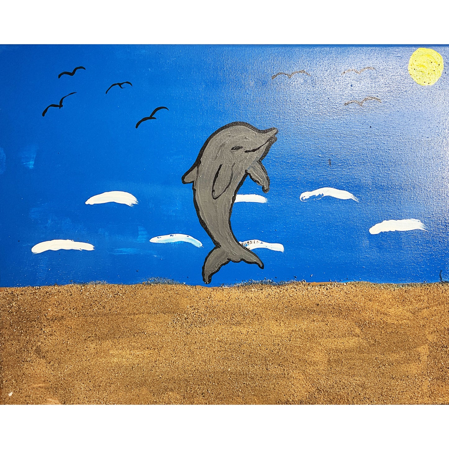 16x20 Acrylic Dolphin Painting on Stretched Canvas by Lisa Uptain 4680
