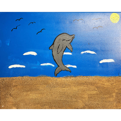 16x20 Acrylic Dolphin Painting on Stretched Canvas by Lisa Uptain 4680