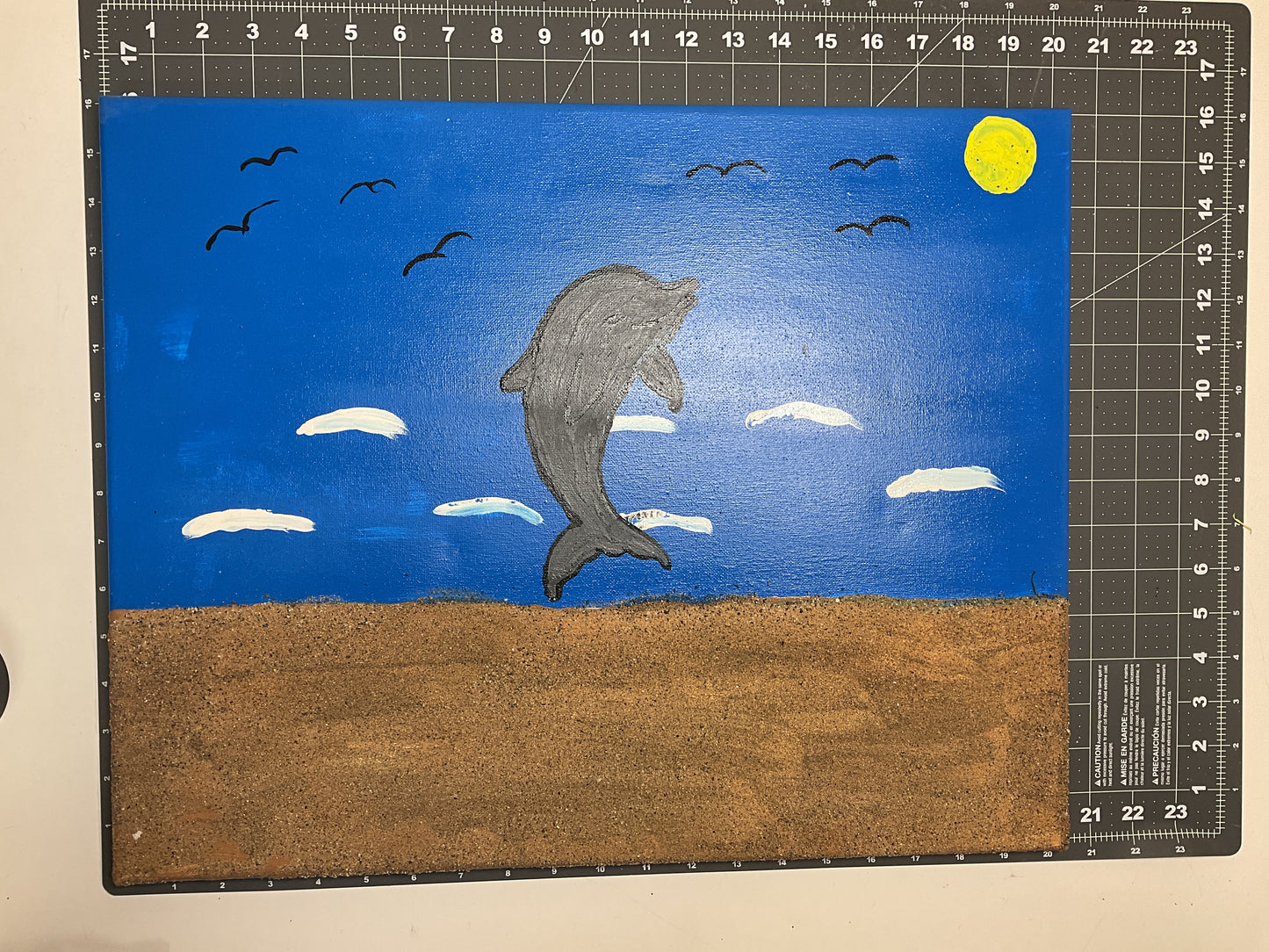 16x20 Acrylic Dolphin Painting on Stretched Canvas by Lisa Uptain 4680