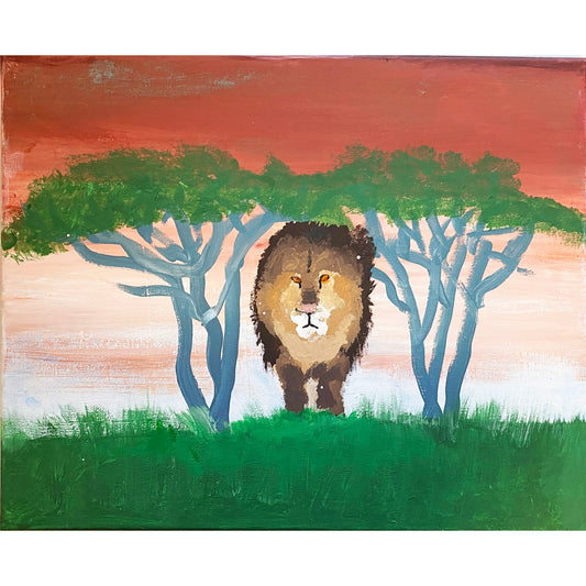 16x20 Acrylic Lion Painting on Stretched Canvas by Andy Crowe – Original Fine Art