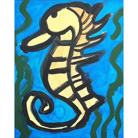 16x20 Acrylic Seahorse Painting on Stretched Canvas by Emily Knoles 4682