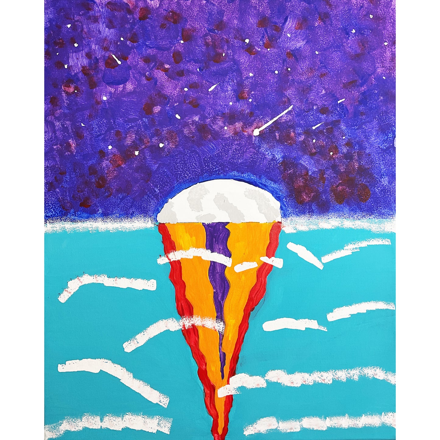 16x20 Acrylic Space and Ocean Painting on Stretched Canvas by Lisa Uptain 4709
