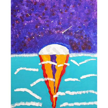 16x20 Acrylic Space and Ocean Painting on Stretched Canvas by Lisa Uptain 4709