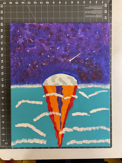 16x20 Acrylic Space and Ocean Painting on Stretched Canvas by Lisa Uptain 4709