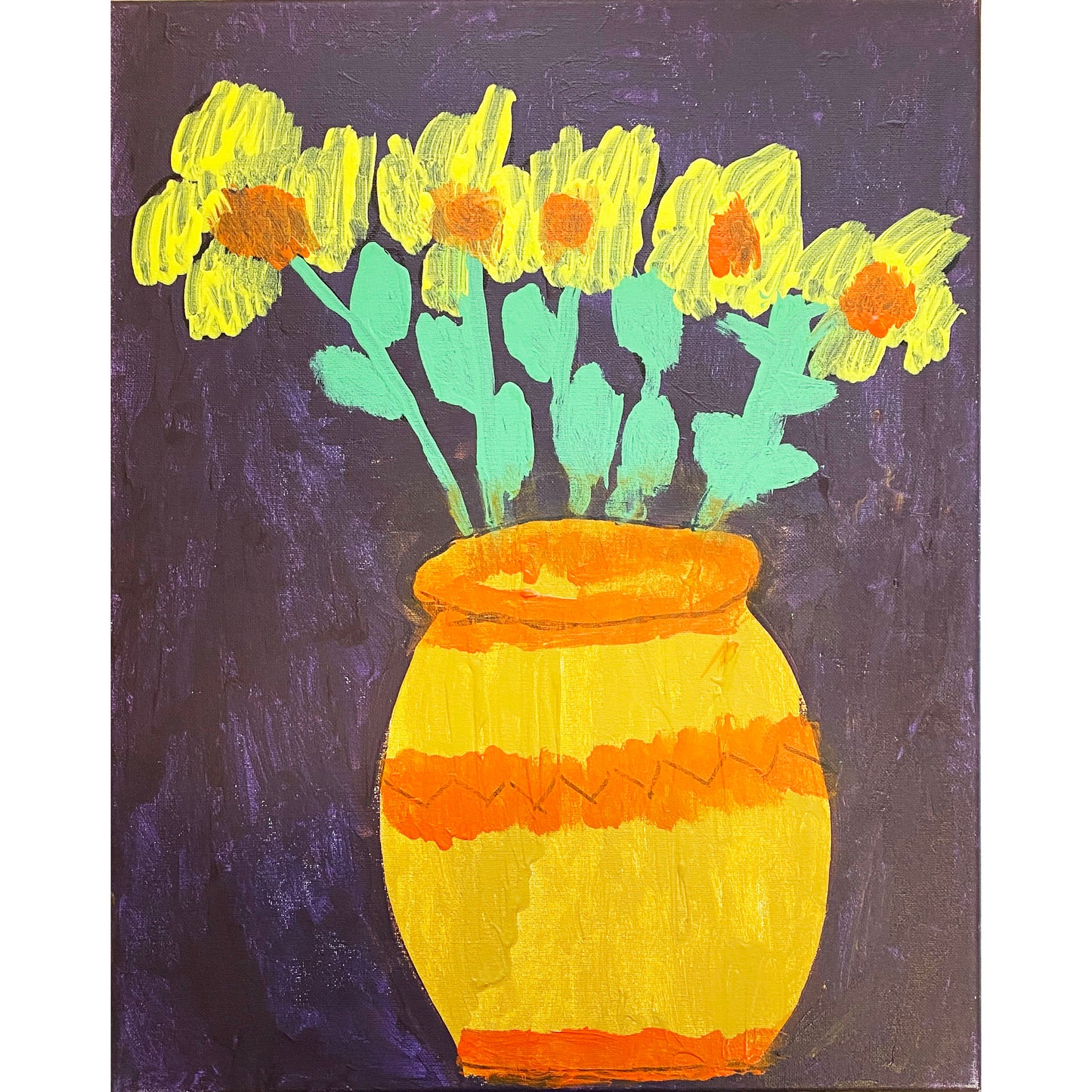 16x20 Acrylic Vase of Flowers Painting on Stretched Canvas by Brooke Winham – Original Fine Art