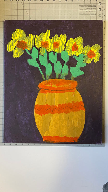 16x20 Acrylic Vase of Flowers Painting on Stretched Canvas by Brooke Winham – Original Fine Art