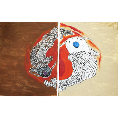 16x20 Set of Two Acrylic Koi Paintings on Stretched Canvas by Mandy Ide 4837