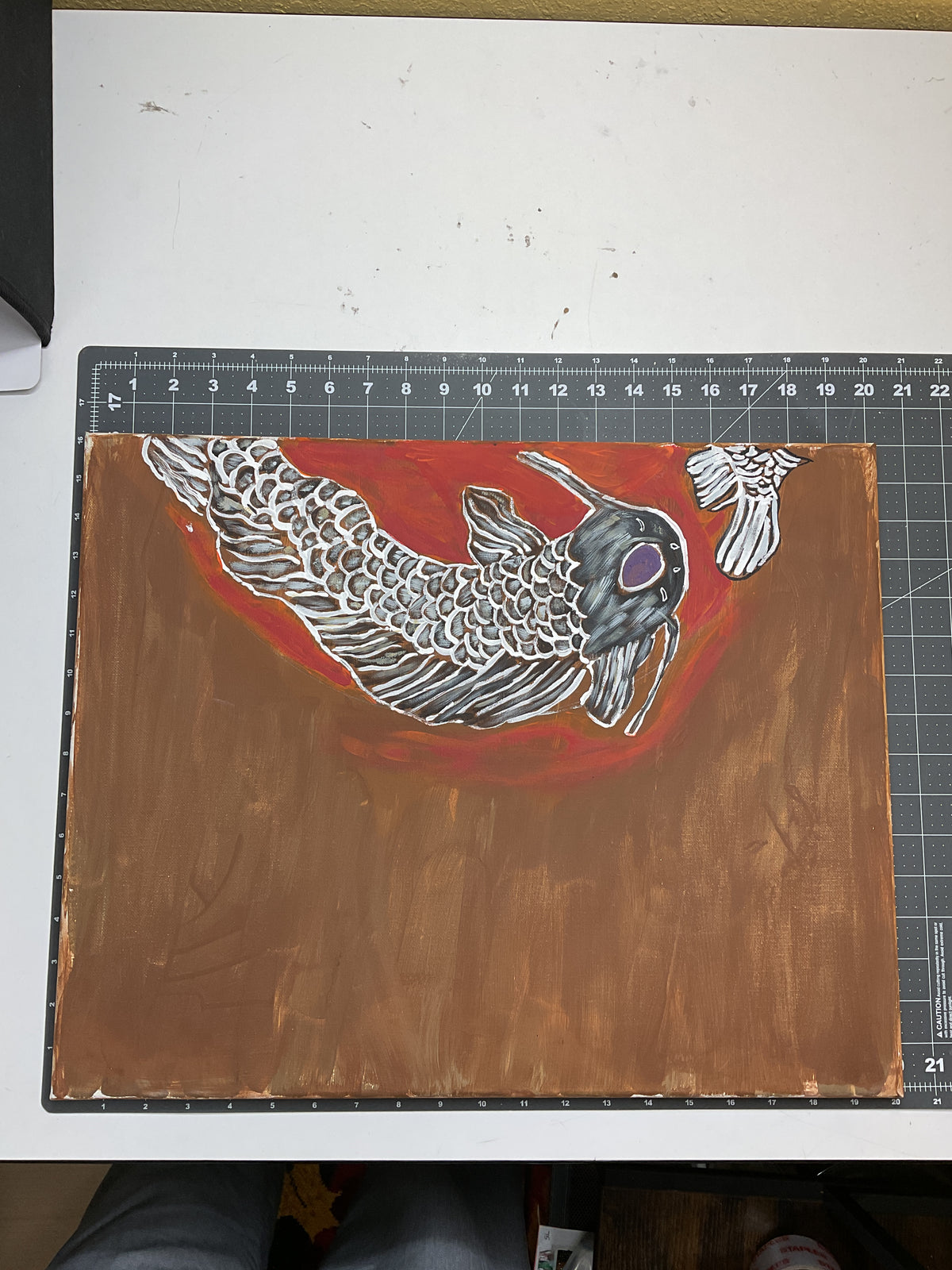 16x20 Set of Two Acrylic Koi Paintings on Stretched Canvas by Mandy Ide 4837