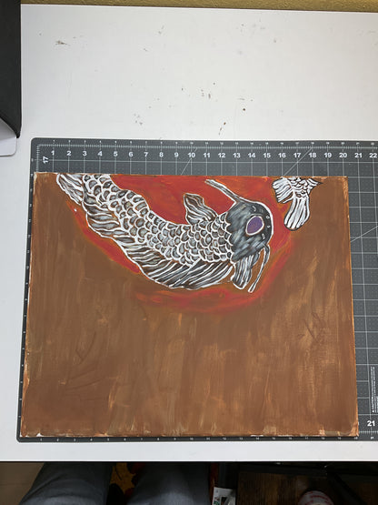 16x20 Set of Two Acrylic Koi Paintings on Stretched Canvas by Mandy Ide 4837