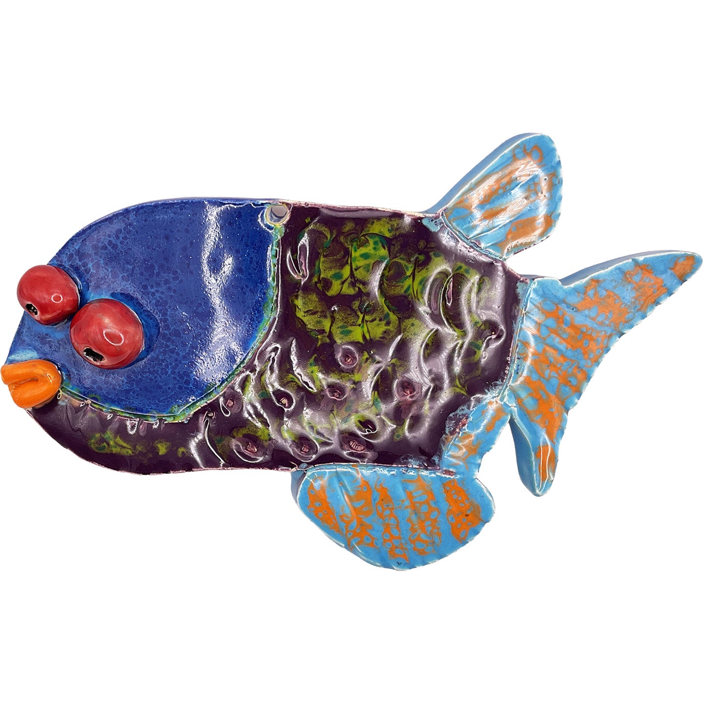 Ceramic Arts Handmade Clay Crafts Glazed Fish 4.5-inch by 7-inch made by Jonathan Decosta and Eric Stacy 4150