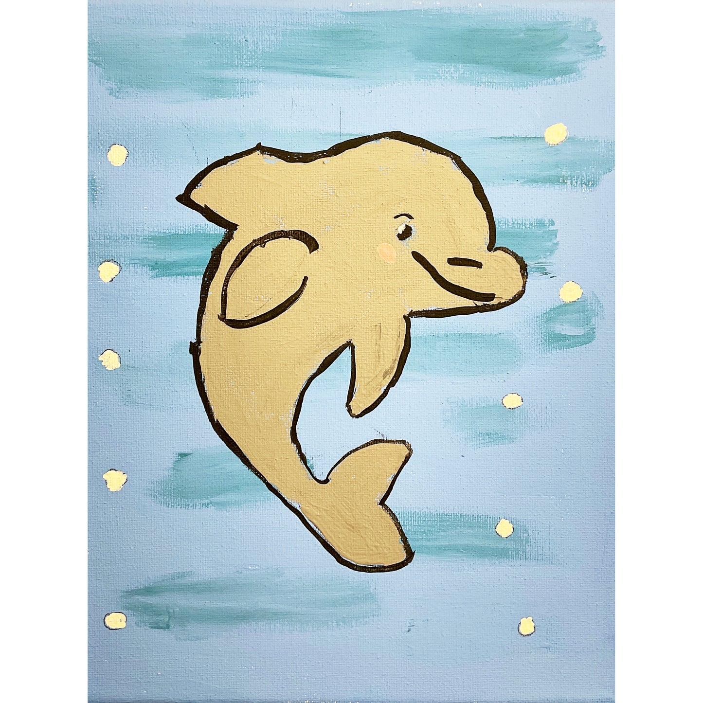 WATCH Resources Art Guild - 8x10 Acrylic Dolphin Painting on Stretched Canvas by Kourtney Alcantara 4656