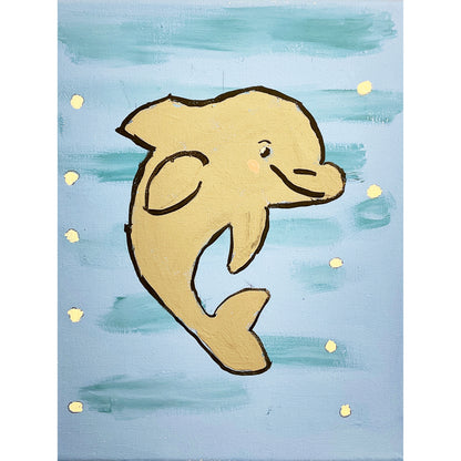 WATCH Resources Art Guild - 8x10 Acrylic Dolphin Painting on Stretched Canvas by Kourtney Alcantara 4656