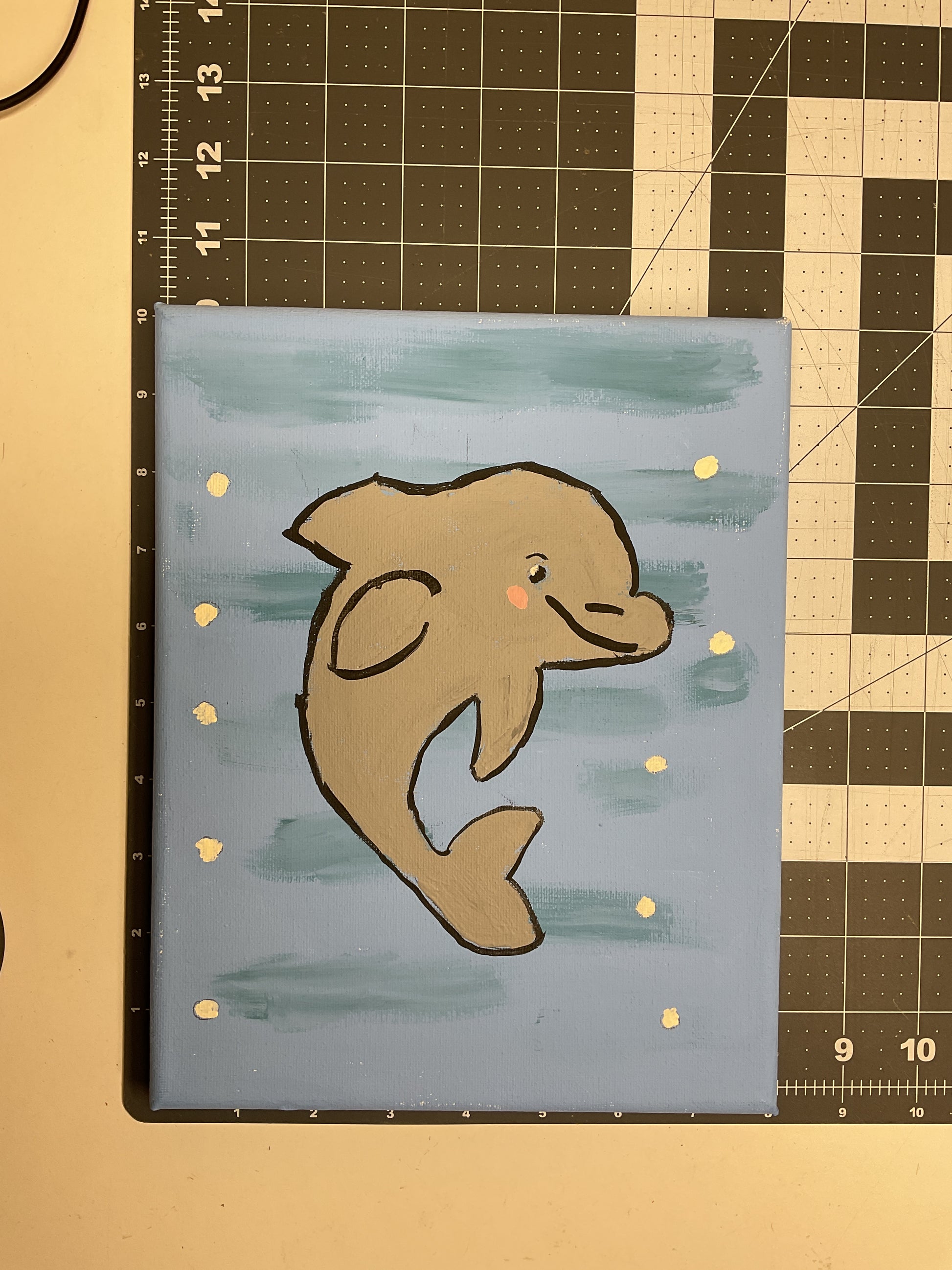 WATCH Resources Art Guild - 8x10 Acrylic Dolphin Painting on Stretched Canvas by Kourtney Alcantara 4656