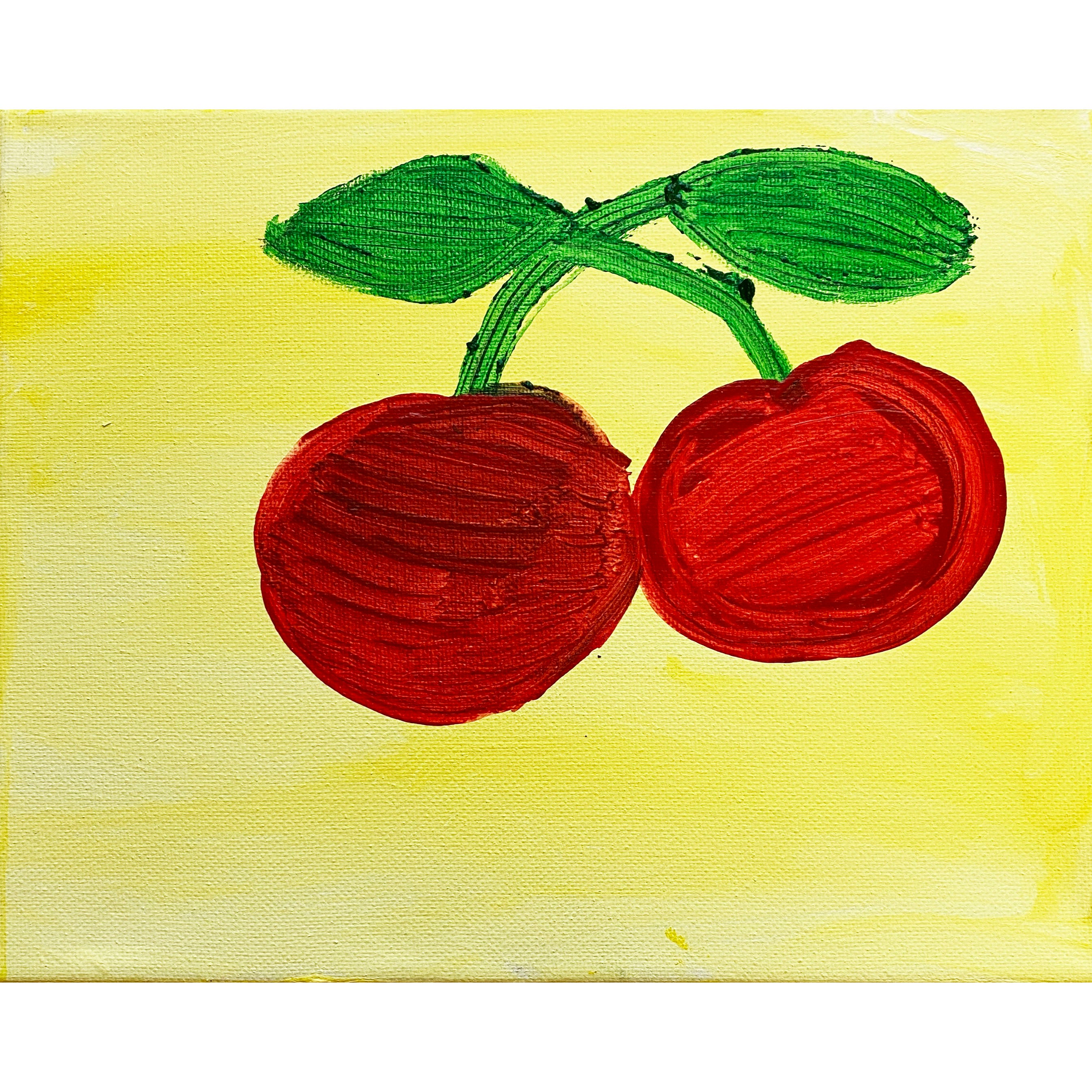 Red 2024 and Yellow Cherry Tomatoes. 12x12 inch Original Acrylic Painting