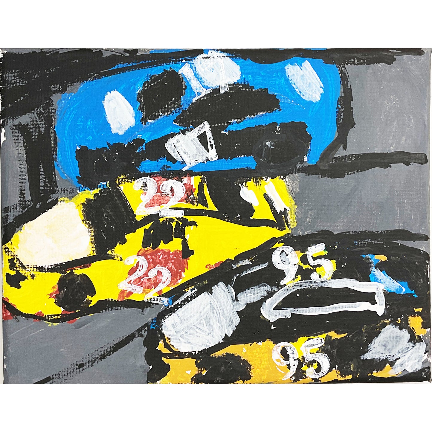 8x10 Acrylic Racing Cars Painting on Stretched Canvas by Thomas Pollock 4672
