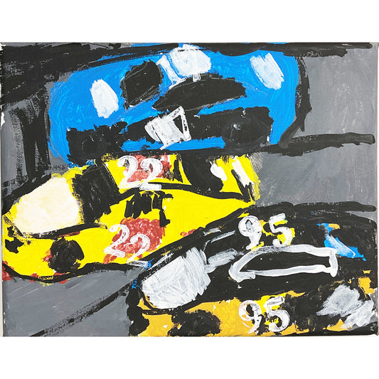 8x10 Acrylic Racing Cars Painting on Stretched Canvas by Thomas Pollock 4672
