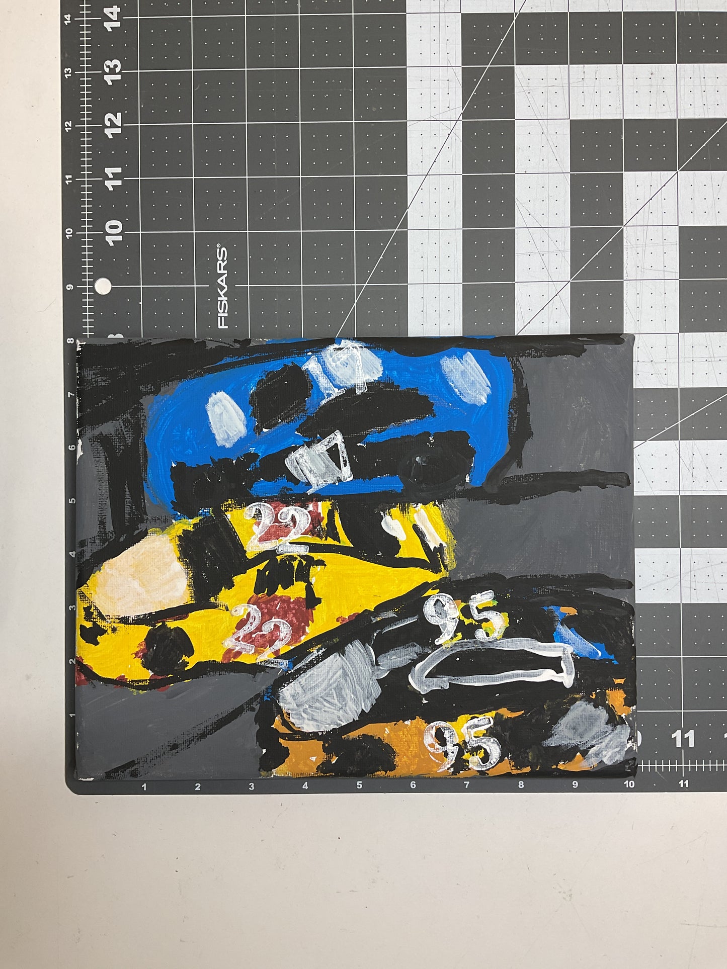 8x10 Acrylic Racing Cars Painting on Stretched Canvas by Thomas Pollock 4672