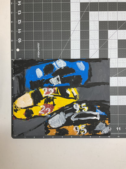 8x10 Acrylic Racing Cars Painting on Stretched Canvas by Thomas Pollock 4672