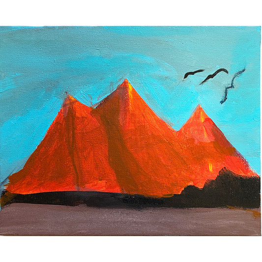 8x10 Acrylic Volcano Painting on Stretched Canvas by Jeffrey Kohler-Crowe – Original Fine Art