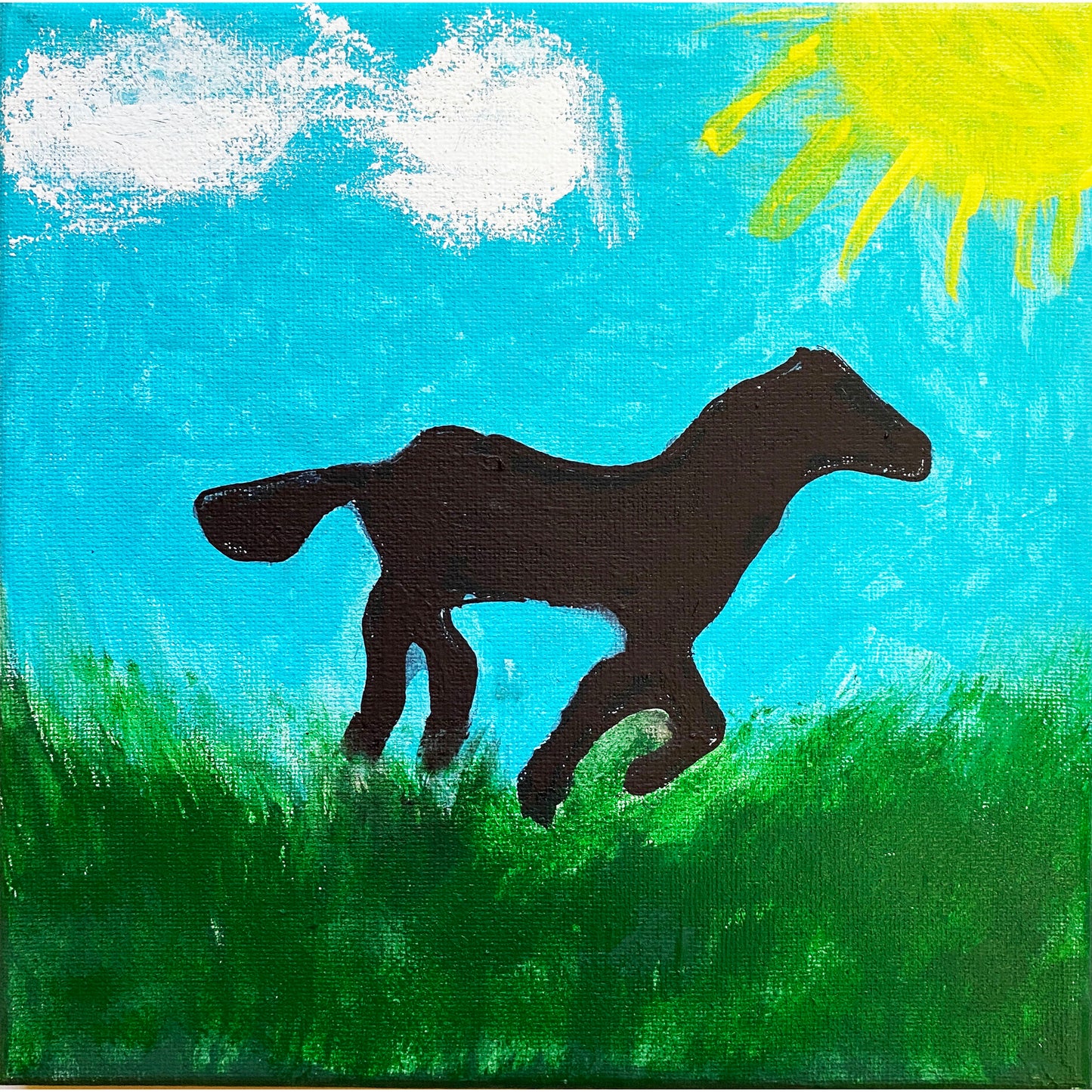 8x8 Acrylic Horse Painting on Stretched Canvas by Terry Morrow – Original Fine Art