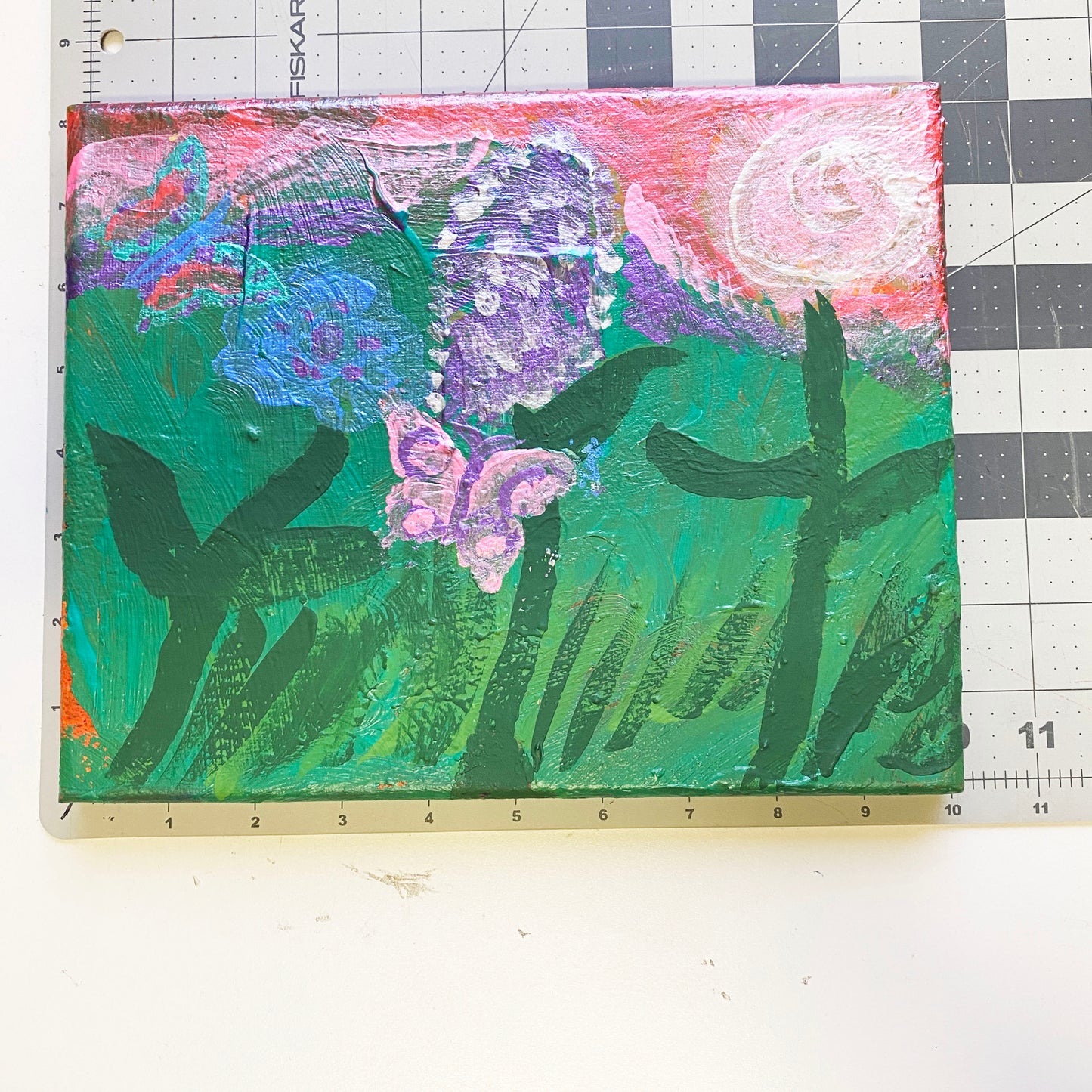 Acrylic Painting on Stretched Canvas Original Fine Art 10-inch x 8-inch Butterfly by Jeffrey Kohler-Crowe and Lukas Miller