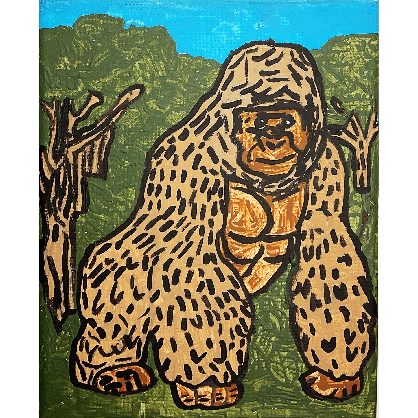 WATCH Resources Art Guild - Acrylic Painting on Stretched Canvas Original Fine Art 10-inch x 8-inch Gorilla by Noah Strong 4582