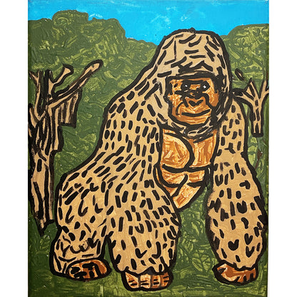 WATCH Resources Art Guild - Acrylic Painting on Stretched Canvas Original Fine Art 10-inch x 8-inch Gorilla by Noah Strong 4582