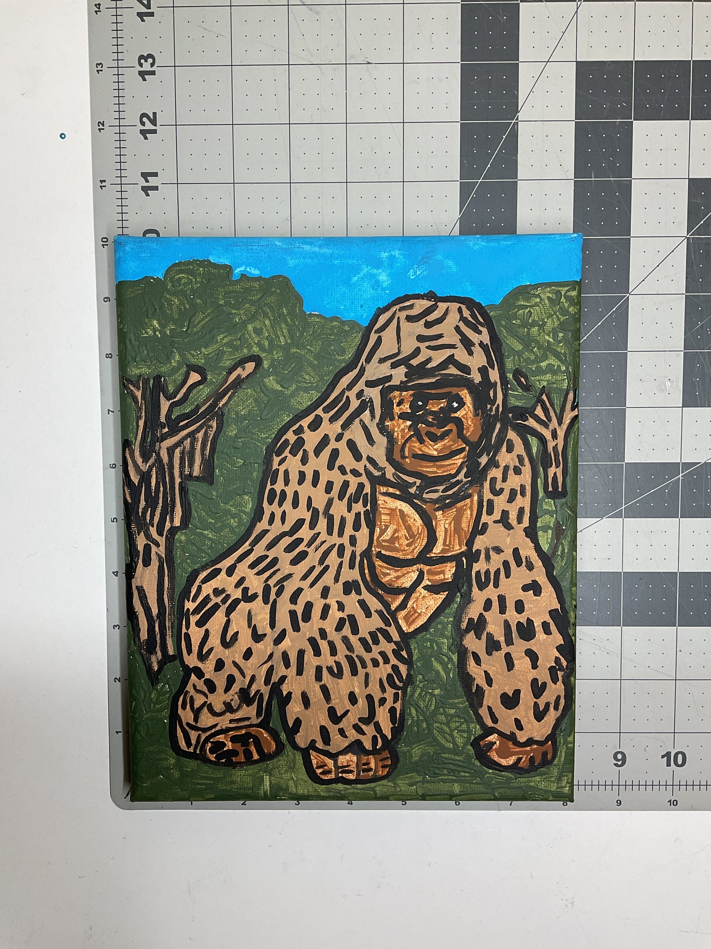 WATCH Resources Art Guild - Acrylic Painting on Stretched Canvas Original Fine Art 10-inch x 8-inch Gorilla by Noah Strong 4582