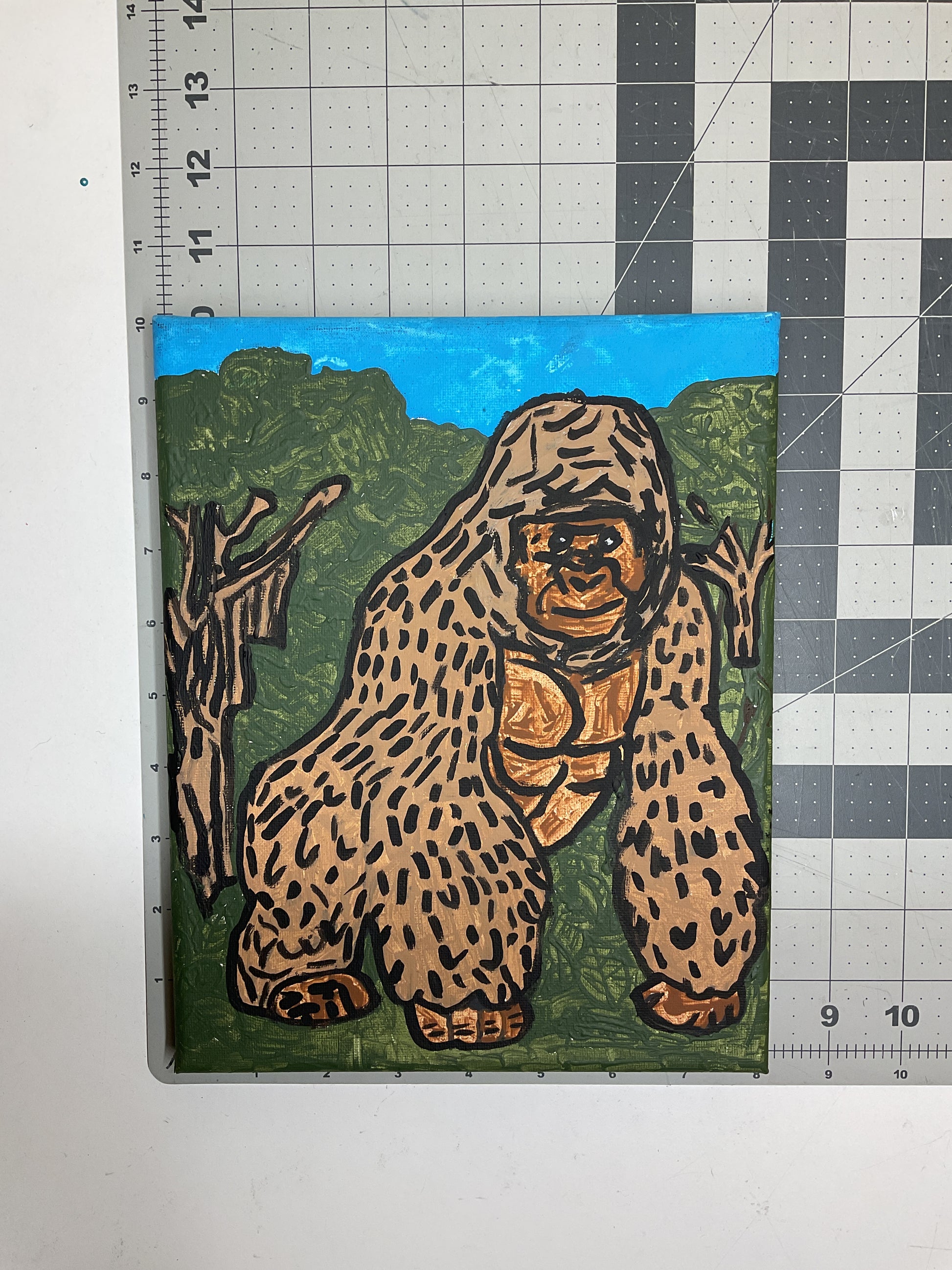 WATCH Resources Art Guild - Acrylic Painting on Stretched Canvas Original Fine Art 10-inch x 8-inch Gorilla by Noah Strong 4582