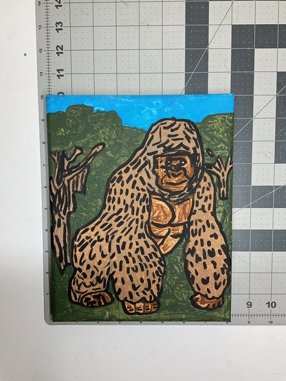WATCH Resources Art Guild - Acrylic Painting on Stretched Canvas Original Fine Art 10-inch x 8-inch Gorilla by Noah Strong 4582
