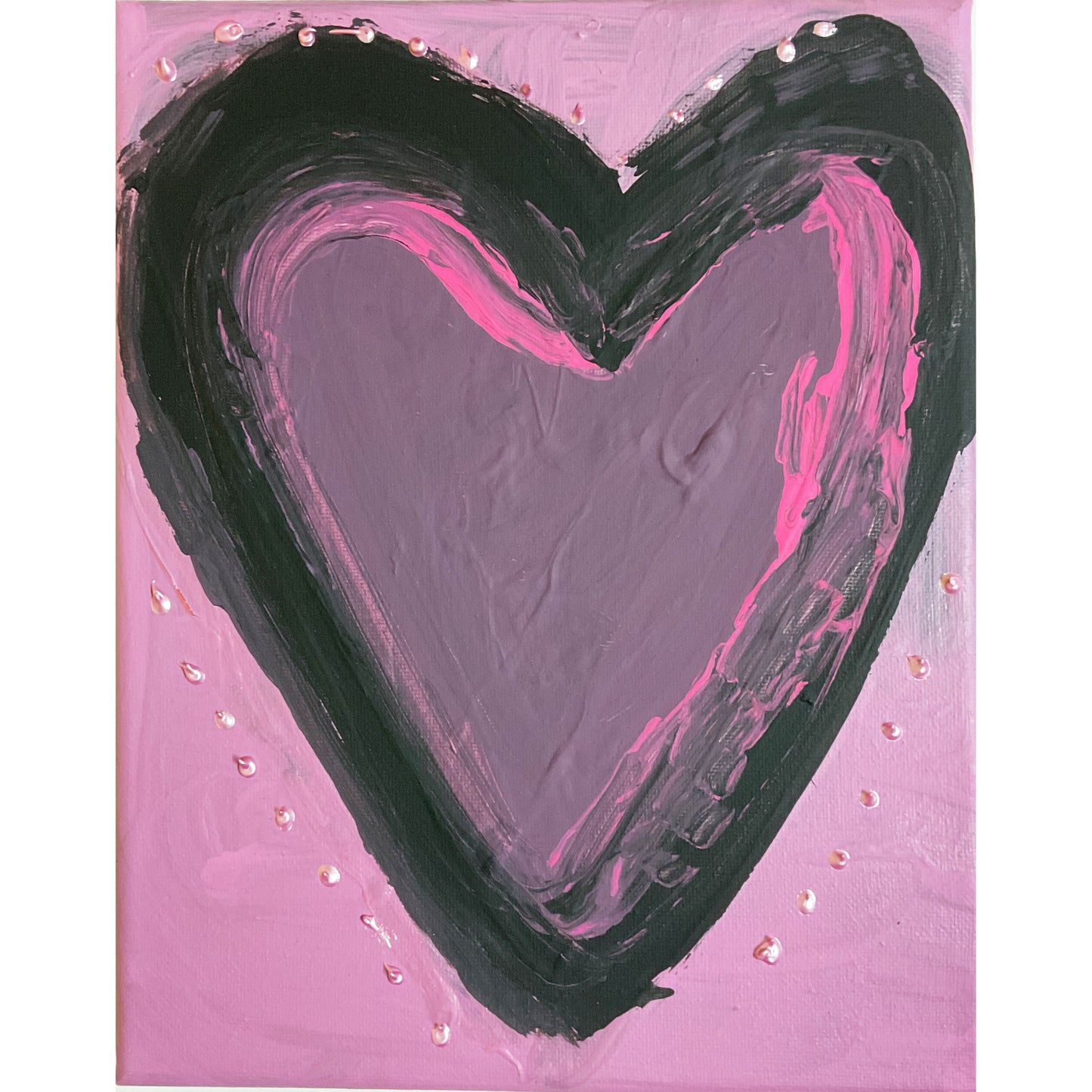 Acrylic Painting on Stretched Canvas Original Fine Art 10-inch x 8-inch Heart by Emily Knoles 4533