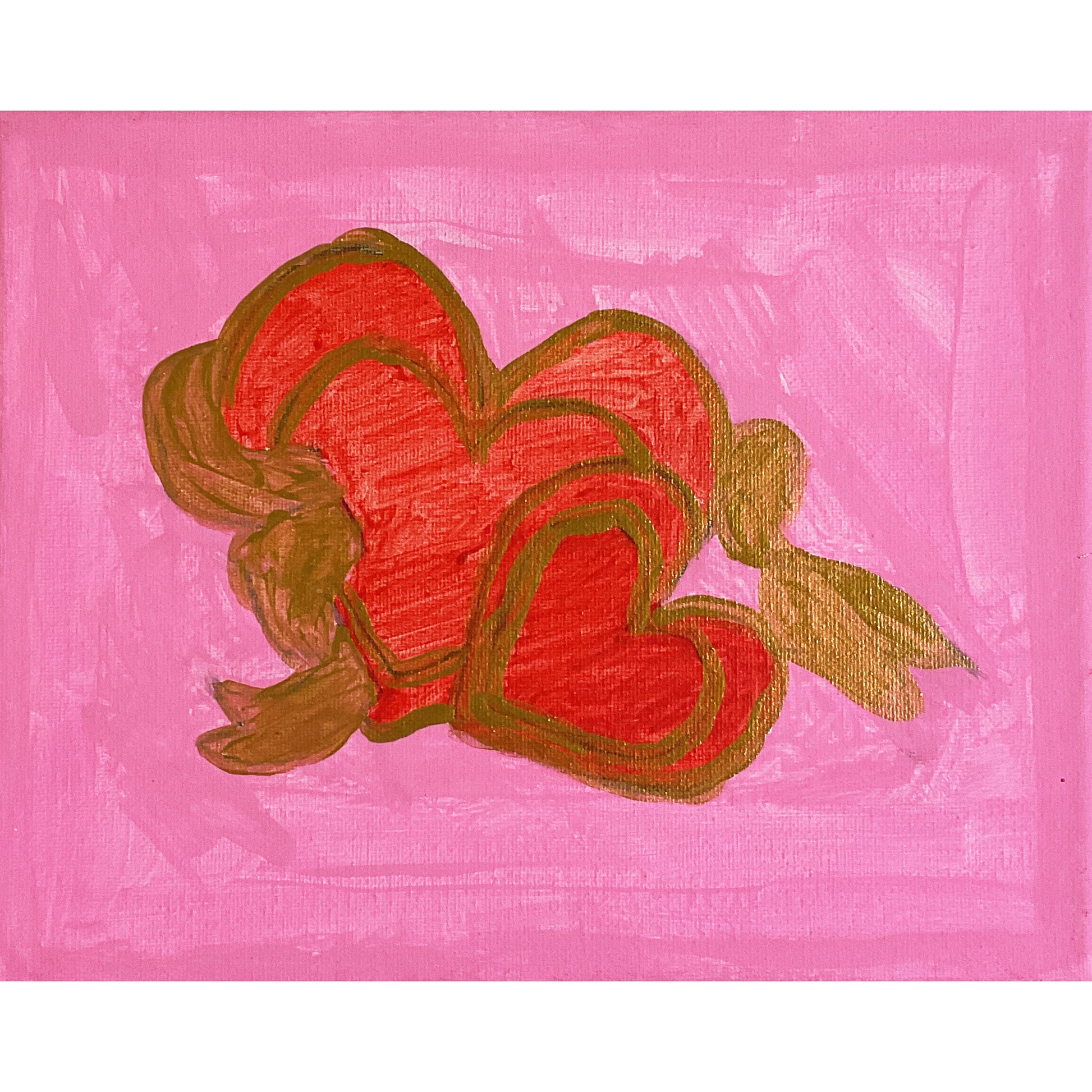 WATCH Resources Art Guild - Acrylic Painting on Stretched Canvas Original Fine Art 10-inch x 8-inch Hearts by Cord Watson 4535