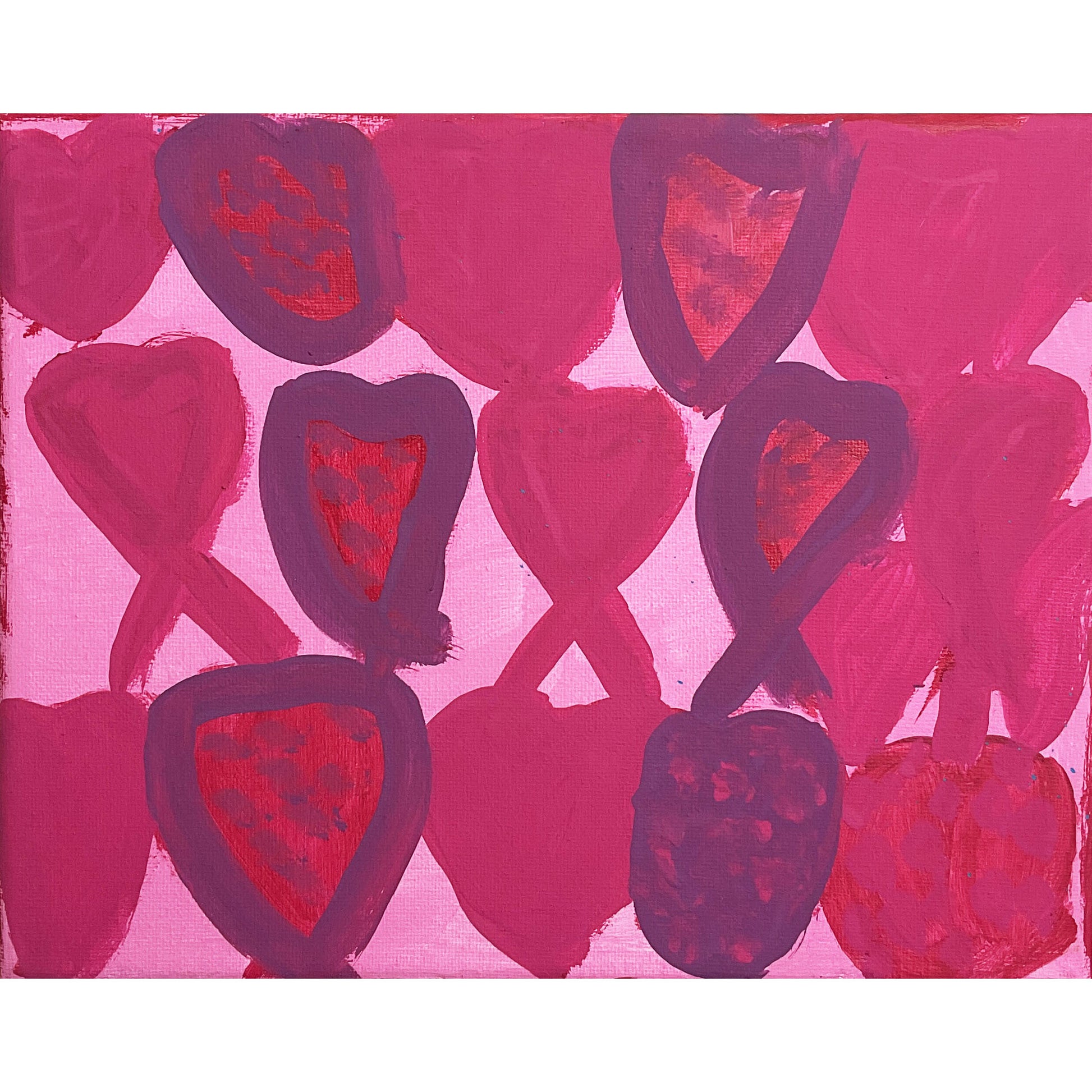 WATCH Resources Art Guild - Acrylic Painting on Stretched Canvas Original Fine Art 10-inch x 8-inch Hearts by Morgan Fox 4546