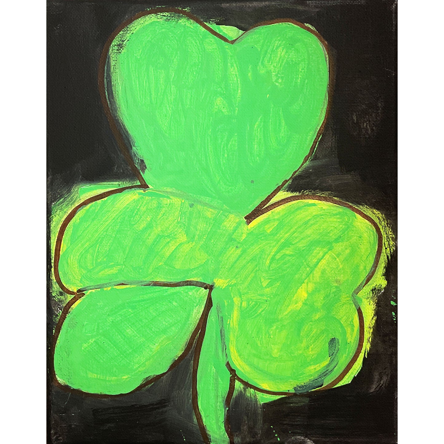 WATCH Resources Art Guild - Acrylic Painting on Stretched Canvas Original Fine Art 10-inch x 8-inch Shamrock by Emily Knoles 4534