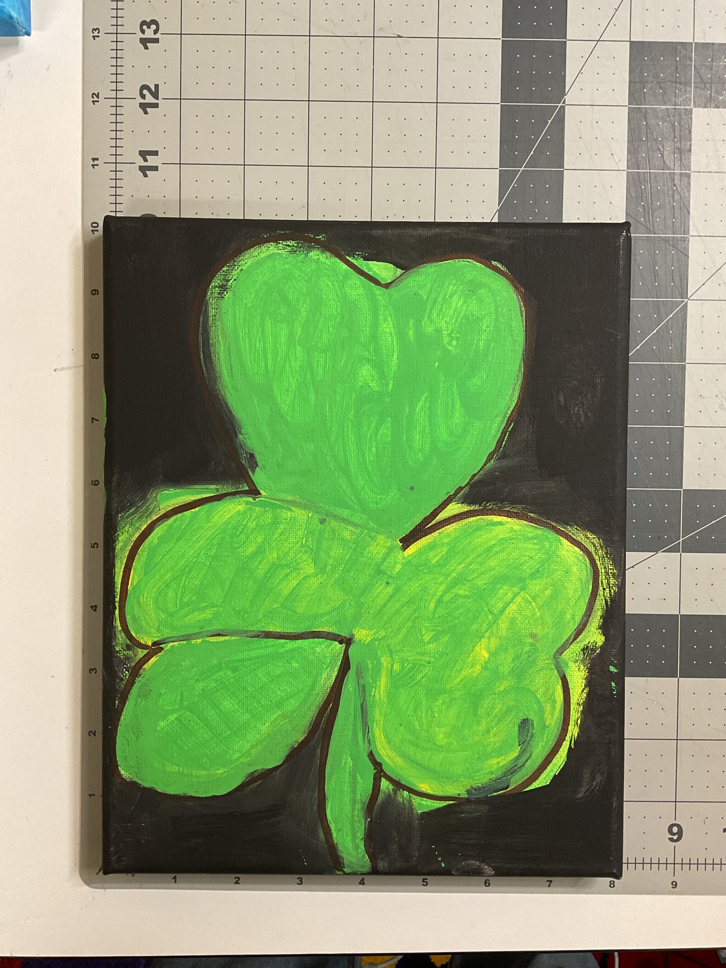 WATCH Resources Art Guild - Acrylic Painting on Stretched Canvas Original Fine Art 10-inch x 8-inch Shamrock by Emily Knoles 4534